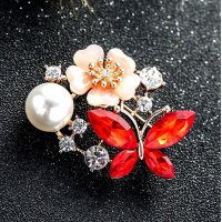 XSB108 - Red Floral Saree Brooch